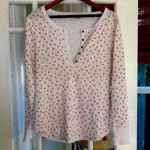 N with out Tags Lucky brand thermal waffle floral long sleeve top